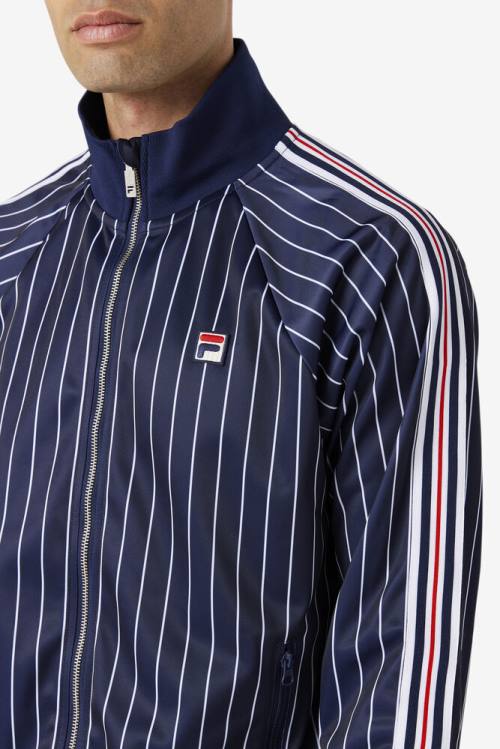 Navy / White Men's Fila Mitch Track Jackets | Fila423WA