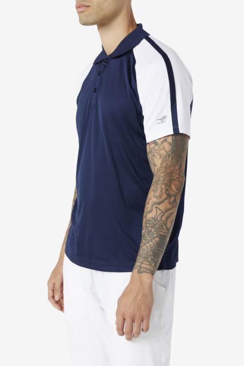 Navy / White Men's Fila Pickleball Polo | Fila543EY