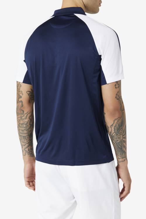 Navy / White Men's Fila Pickleball Polo | Fila543EY