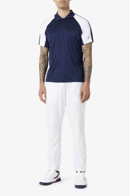 Navy / White Men's Fila Pickleball Polo | Fila543EY