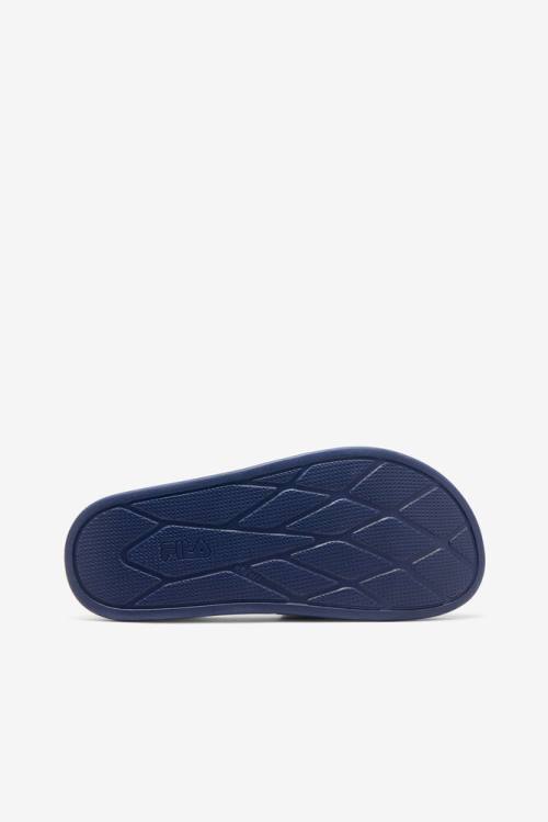 Navy / White / Navy Women's Fila Drifter Luxe Clear Slides | Fila690MV