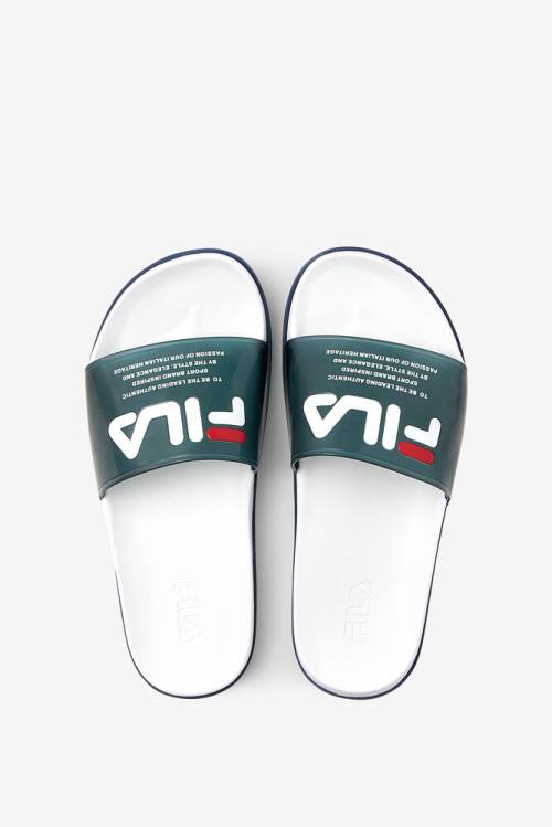 Navy / White / Navy Women's Fila Drifter Luxe Clear Slides | Fila690MV