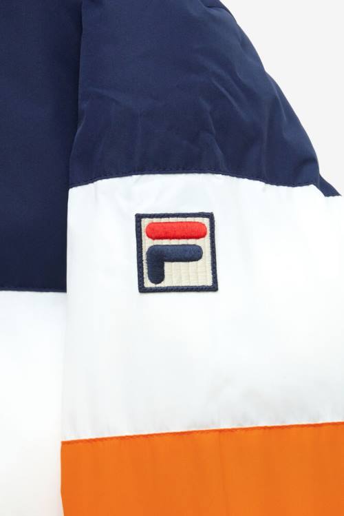 Navy / White / Orange / Red Men's Fila Giovanni Puffa Jackets | Fila950QL