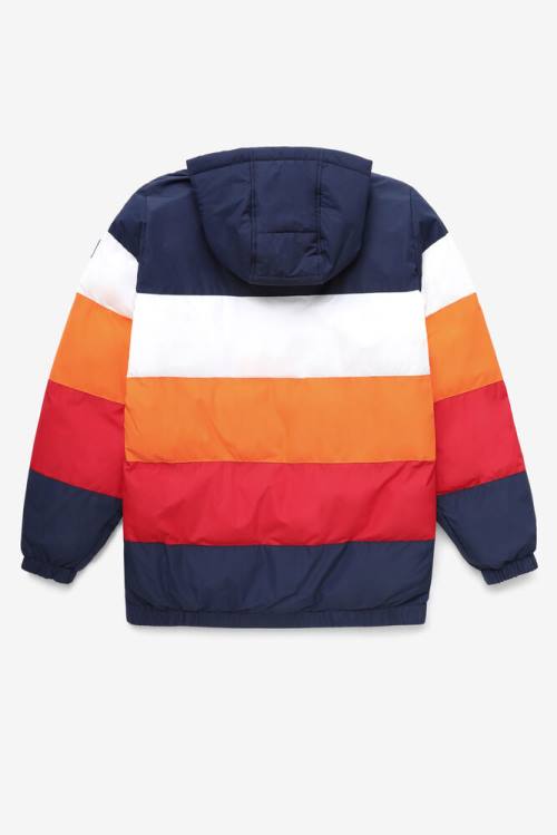 Navy / White / Orange / Red Men's Fila Giovanni Puffa Jackets | Fila950QL