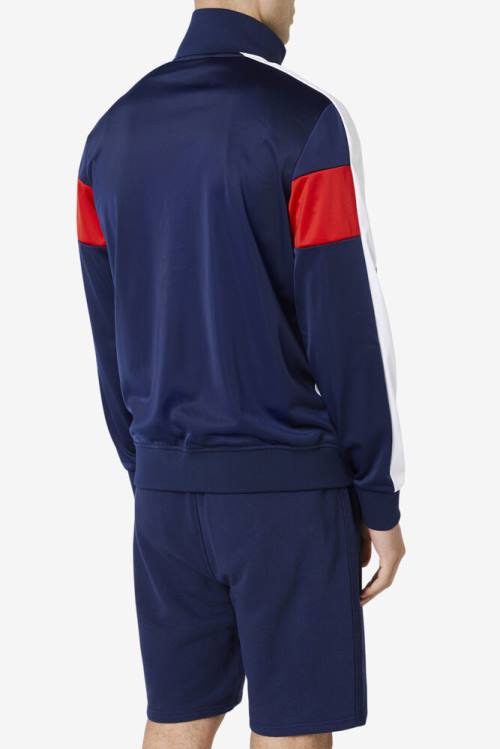 Navy / White / Red Men's Fila Assembly Track Jackets | Fila103BW