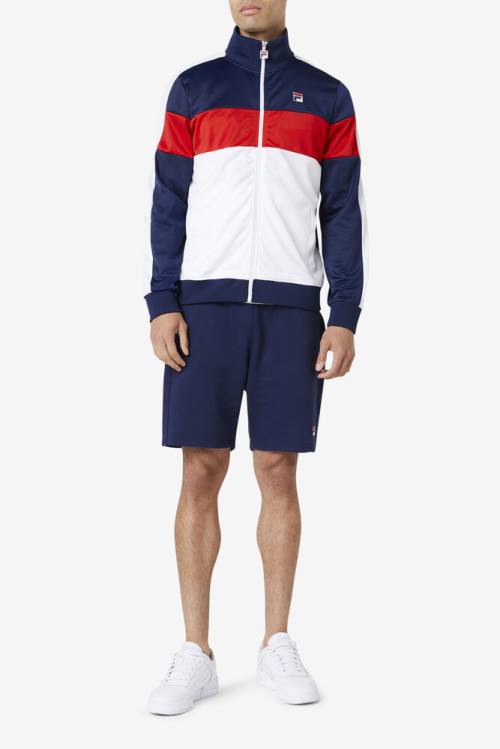 Navy / White / Red Men's Fila Assembly Track Jackets | Fila103BW