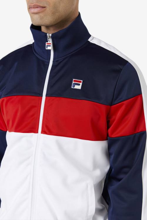 Navy / White / Red Men's Fila Assembly Track Jackets | Fila103BW