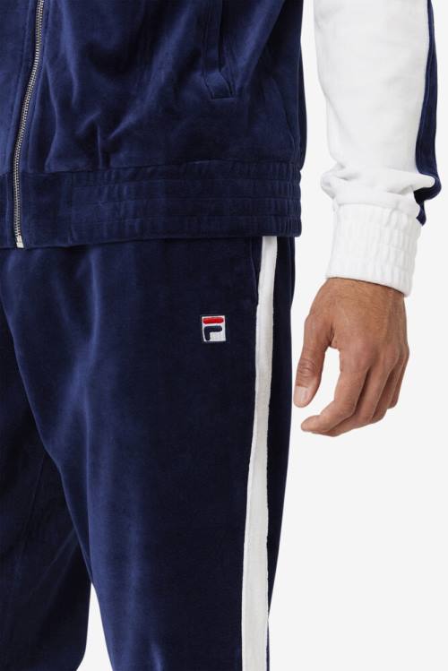 Navy / White / Red Men's Fila Brice Velour Pants | Fila135LZ