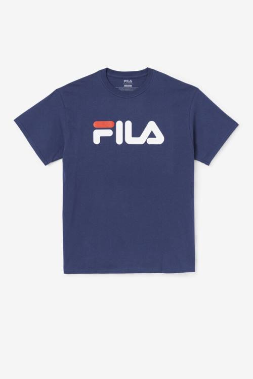 Navy / White / Red Men\'s Fila Logo Tee T Shirts | Fila409HP