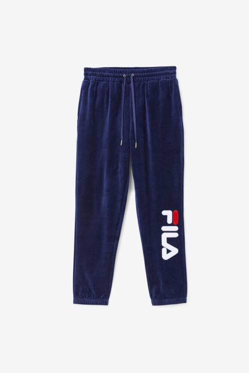 Navy / White / Red Men\'s Fila Mansur Velour Pants | Fila059BT