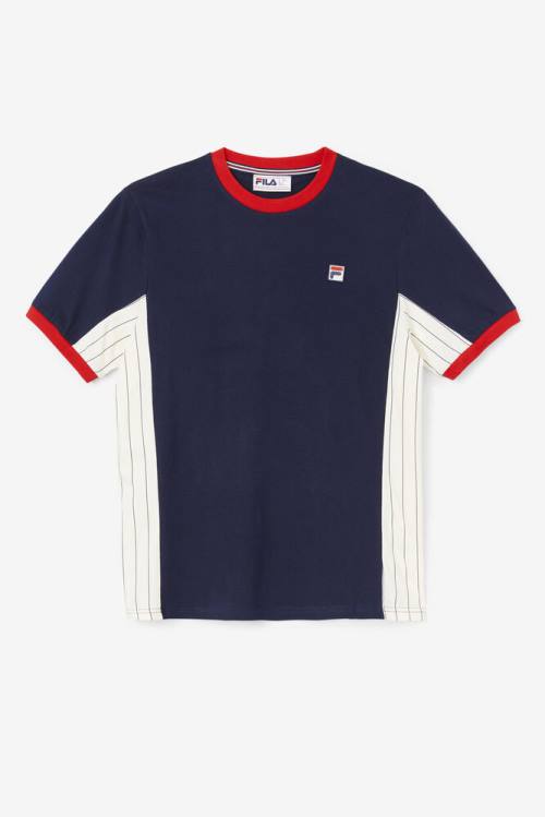 Navy / White / Red Men\'s Fila Warner Tee T Shirts | Fila391BH