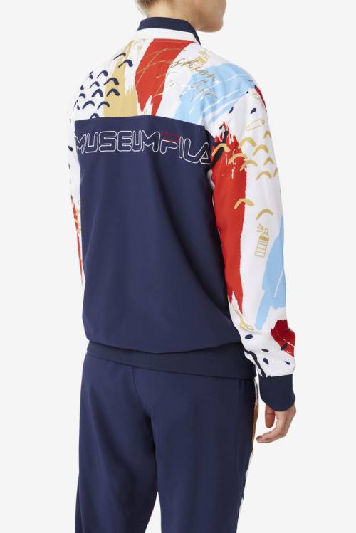 Navy / White / Red Men's Fila X The Museum Printed Track Jackets | Fila251XH