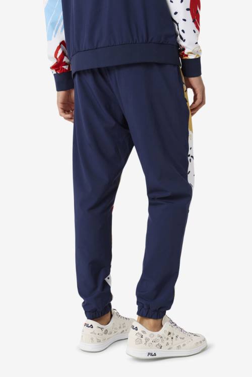 Navy / White / Red Men's Fila X The Museum Printed Track Pants | Fila460QR