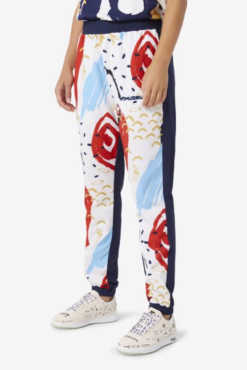 Navy / White / Red Men's Fila X The Museum Printed Track Pants | Fila460QR