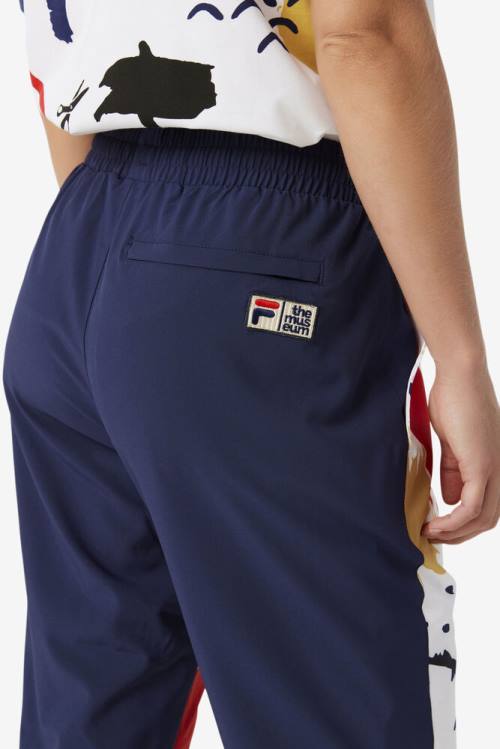 Navy / White / Red Men's Fila X The Museum Printed Track Pants | Fila460QR