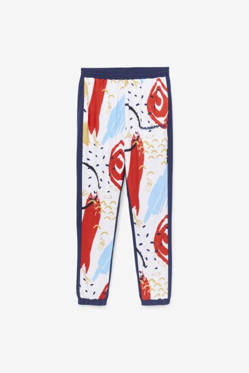 Navy / White / Red Men\'s Fila X The Museum Printed Track Pants | Fila460QR