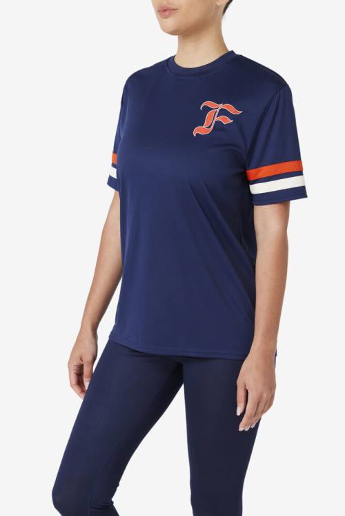 Navy Women's Fila Adelaide Jersey T Shirts | Fila549VA