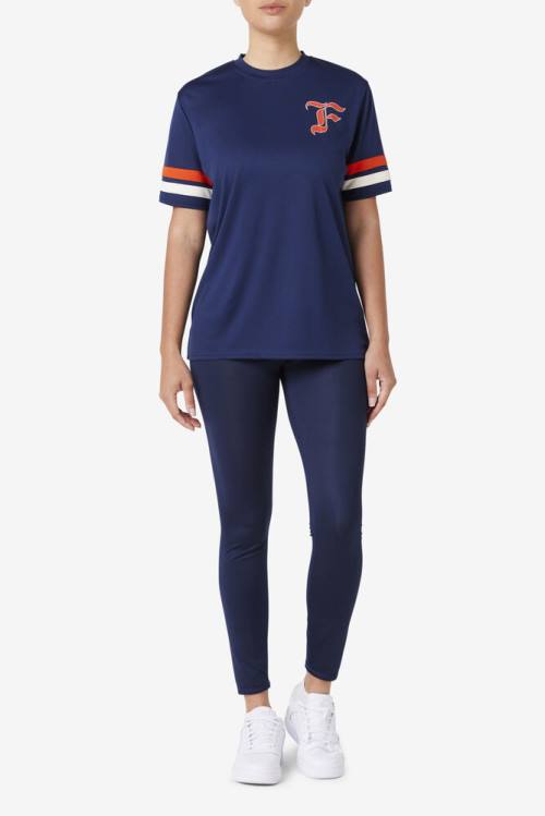 Navy Women's Fila Adelaide Jersey T Shirts | Fila549VA