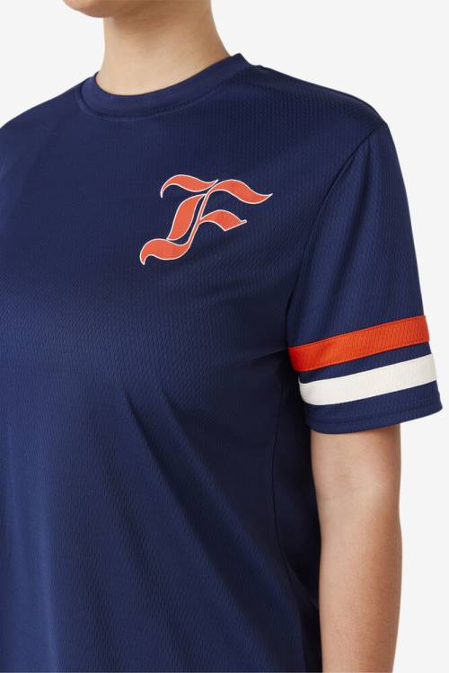 Navy Women's Fila Adelaide Jersey T Shirts | Fila549VA