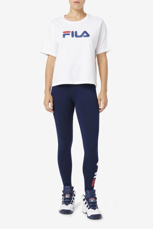 Navy Women's Fila Elora Leggings | Fila492MD