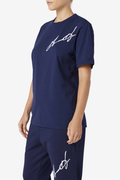 Navy Women's Fila Grant Hill Cormac Tee T Shirts | Fila270ML