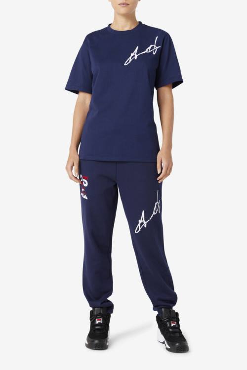 Navy Women's Fila Grant Hill Cormac Tee T Shirts | Fila270ML