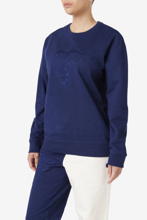 Navy Women's Fila Izabella Sweatshirts | Fila135AN