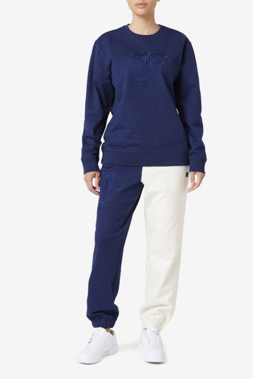 Navy Women's Fila Izabella Sweatshirts | Fila135AN