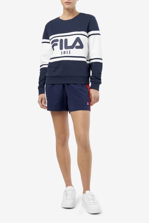 Navy Women's Fila Jayla Crew Sweatshirts | Fila305QC