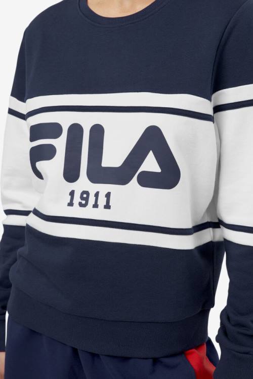 Navy Women's Fila Jayla Crew Sweatshirts | Fila305QC