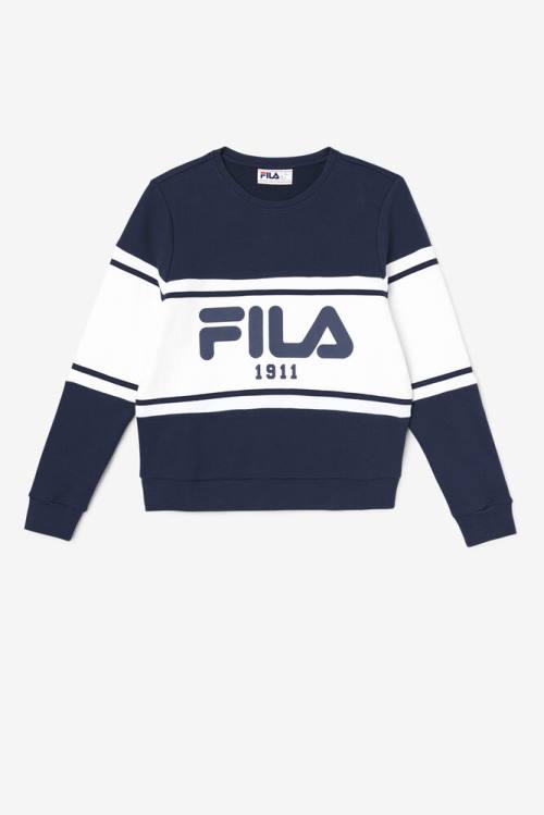 Navy Women\'s Fila Jayla Crew Sweatshirts | Fila305QC