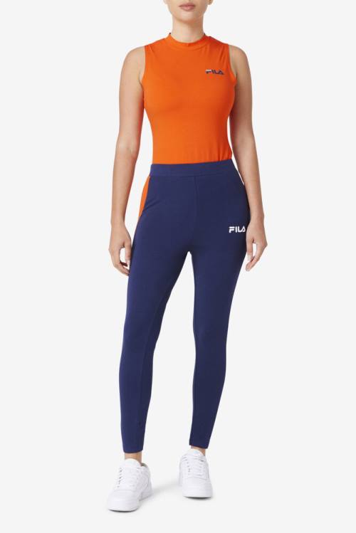 Navy Women's Fila Mercy Leggings | Fila761BP