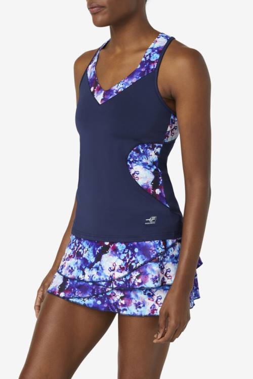 Navy Women's Fila Pickleball Halter Tank Sports Tops | Fila369SW