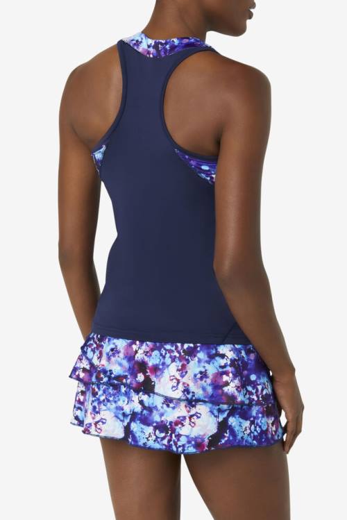 Navy Women's Fila Pickleball Halter Tank Sports Tops | Fila369SW