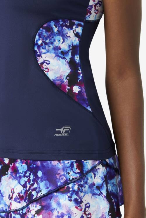 Navy Women's Fila Pickleball Halter Tank Sports Tops | Fila369SW