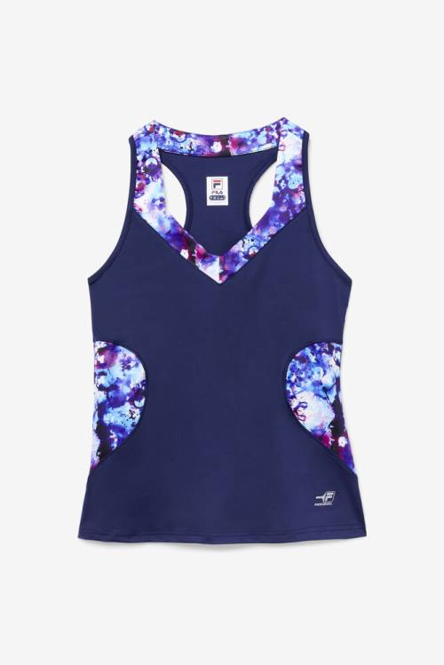 Navy Women\'s Fila Pickleball Halter Tank Sports Tops | Fila369SW