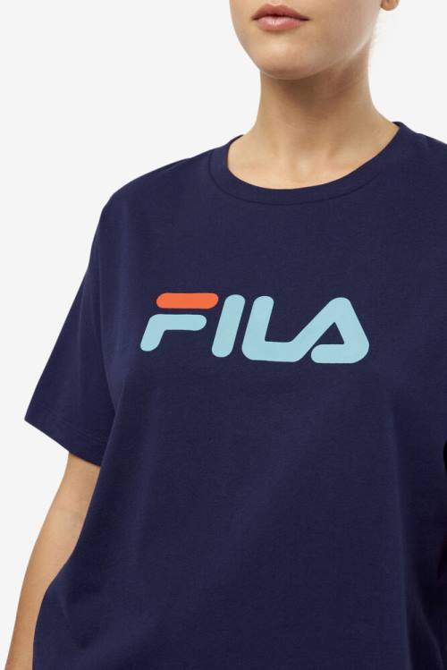 Navy Women's Fila Thea Tee T Shirts | Fila583ZJ