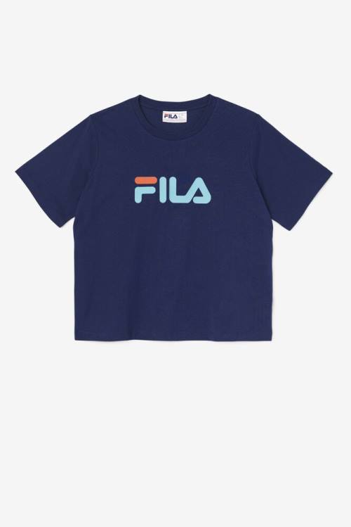 Navy Women\'s Fila Thea Tee T Shirts | Fila583ZJ