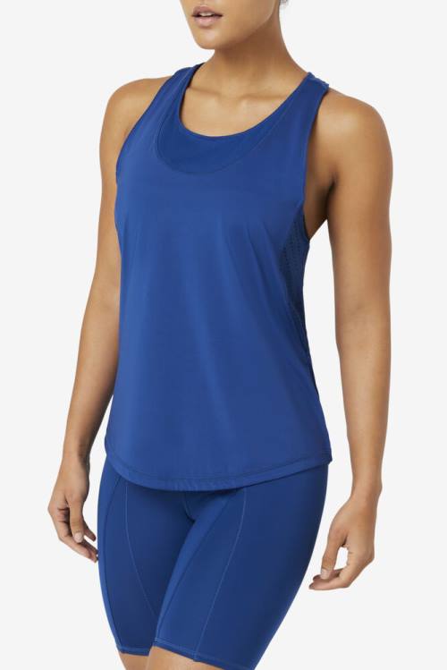 Navy Women's Fila Uplift Textured Racerback Tank Sports Tops | Fila356ZK