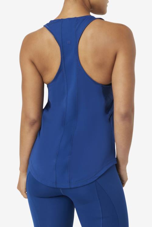 Navy Women's Fila Uplift Textured Racerback Tank Sports Tops | Fila356ZK