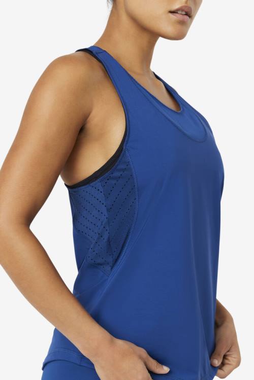 Navy Women's Fila Uplift Textured Racerback Tank Sports Tops | Fila356ZK