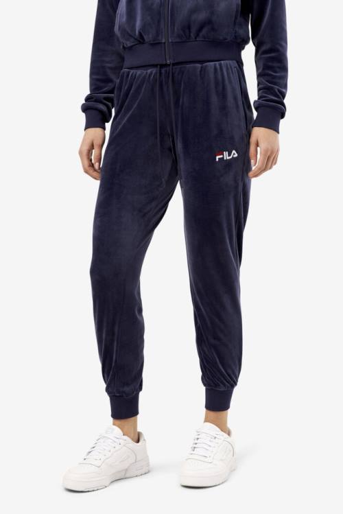 Navy Women's Fila Zura Velour Jogger Pants | Fila483XA