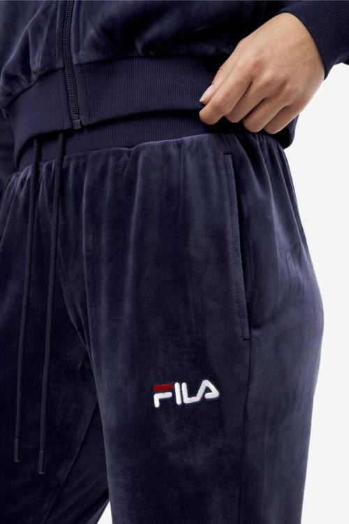 Navy Women's Fila Zura Velour Jogger Pants | Fila483XA