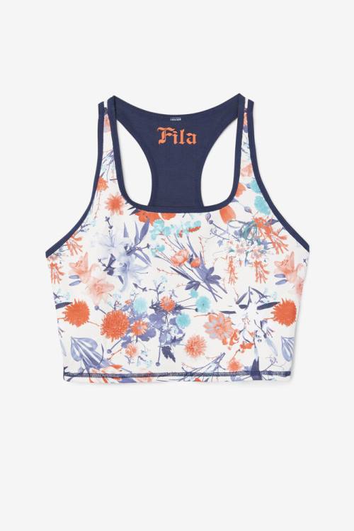 Navy Women\'s Fila Zuri Reversible Crop Tank Sports Tops | Fila719JP