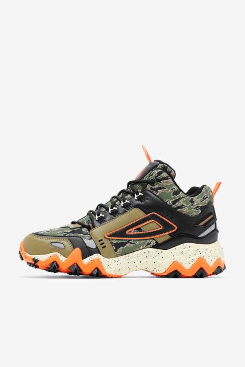 Olive / Black / Red Orange Men's Fila Oakmont Tr Mid Camo Boots | Fila462JY