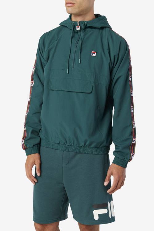 Olive Men's Fila Cameron 1/2 Zip Wind Jackets | Fila354NF