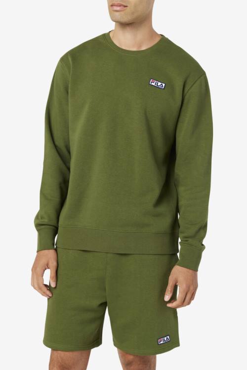 Olive Men's Fila Garran Crew Sweatshirts | Fila420WO