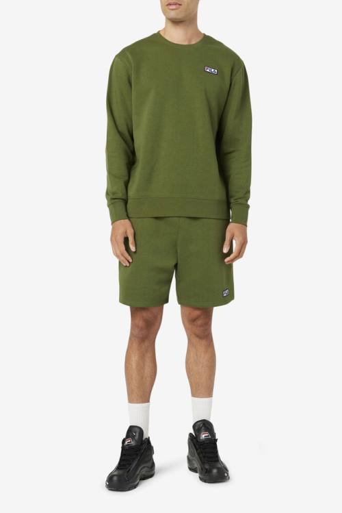 Olive Men's Fila Garran Crew Sweatshirts | Fila420WO