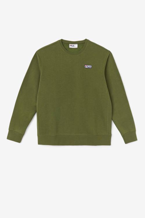 Olive Men\'s Fila Garran Crew Sweatshirts | Fila420WO