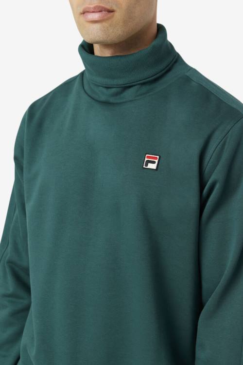 Olive Men's Fila Noah Fleece Turtleneck Sweatshirts | Fila642ZC